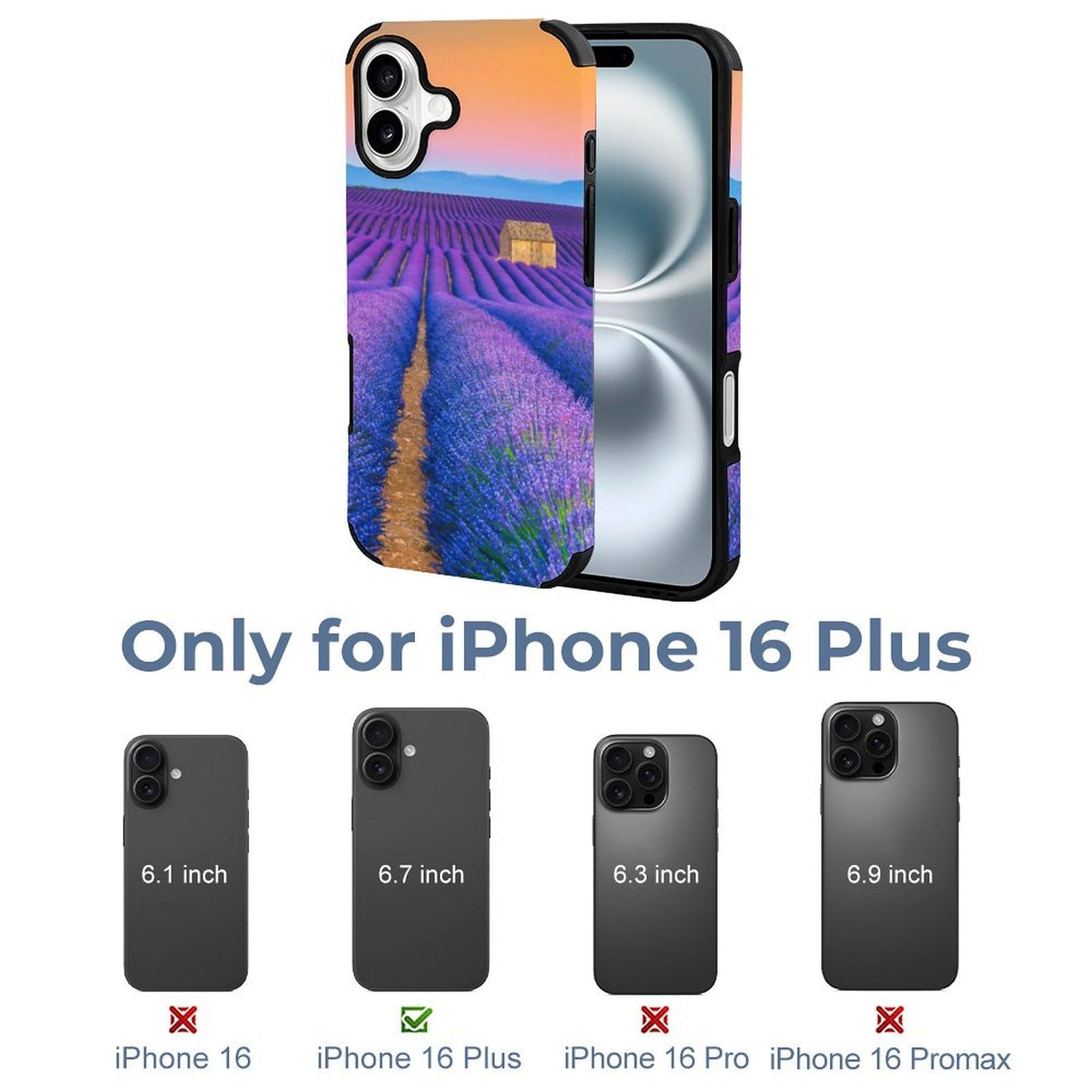 Amazon.co.jp: IPhone16 ケース兼用 ラベンダー 花畑 風景 ナチュラル